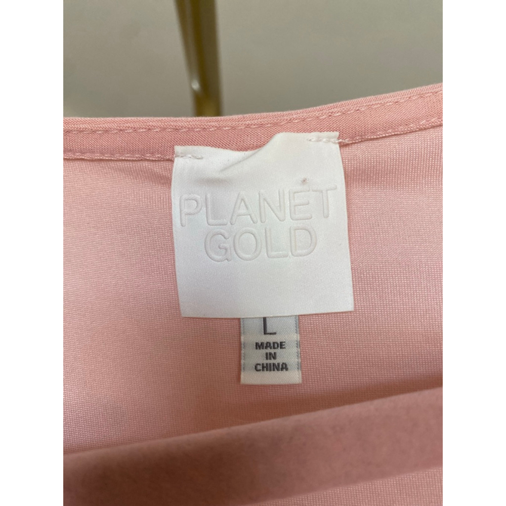 Planet Gold Pink Scoop Neck Crop Top L Soft Girl Workout Barre Clean Stretch Y2K - Picture 4 of 6